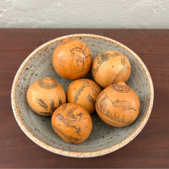 Antique lanzou carved etched gourd Chinese Zodiac year of Rabbit Bunny folk art - Picture 13 of 13